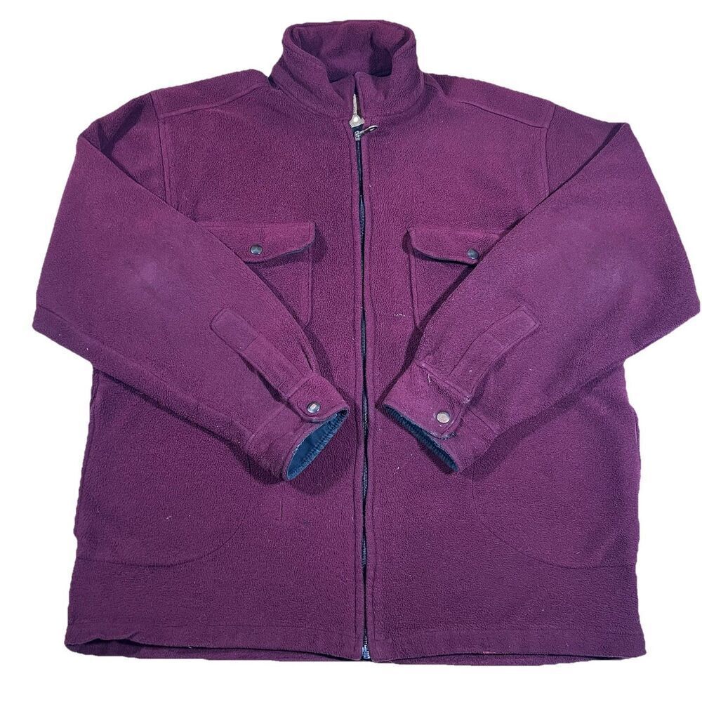 Vintage Woolrich Burgundy Full Zip Fleece Jacket Made in USA Men's Large